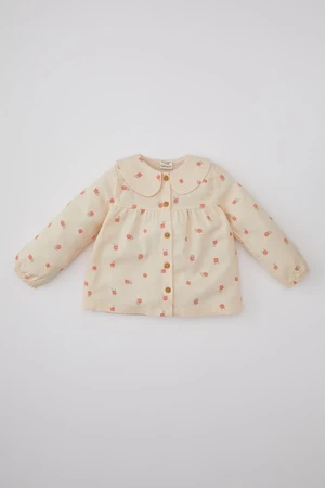 DEFACTO Baby Girl Bebe Collar Twill Floral Long Sleeve Shirt