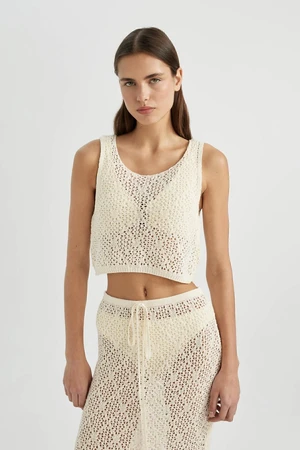 DEFACTO Fall In Love Regular Fit Knitwear Openwork Sleeveless Beach Top