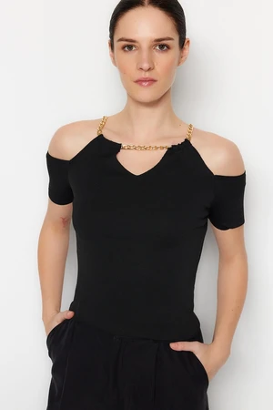 Trendyol Black Tie Chain Detailed Knitwear Sweater