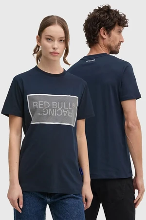 Bavlněné tričko Red Bull Racing x Pepe Jeans tmavomodrá barva, s potiskem, RU500004