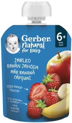 GERBER Natural vrecko jablko banán jahoda 6m+ 90 g