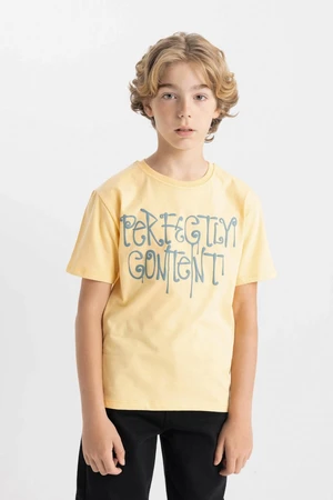 DEFACTO Boy's Crew Neck Printed Short Sleeve T-Shirt