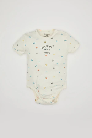 DEFACTO Baby Boy Newborn Crew Neck Patterned Short Sleeve Snap Bodysuit