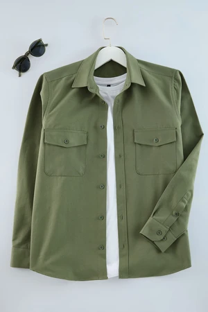 Trendyol Khaki Regular Fit Gabardine Shirt Jacket