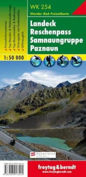 WK 254 Landeck, Reschenpass, Samnaun Group, Paznaun 1:50 000 / turistická mapa