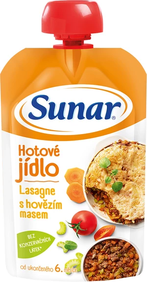 Sunar příkrm lasagne s hovězím masem 6m+ 120 g