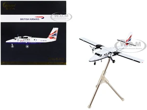 De Havilland DHC-6-300 Commercial Aircraft "British Airways" White with Striped Tail "Gemini 200" Series 1/200 Diecast Model Airplane by GeminiJets