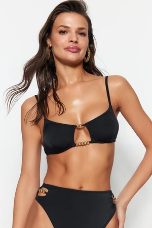 Trendyol Black Bralette gyöngyös kiegészítő bikini felső