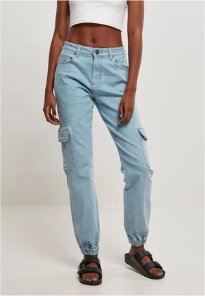 Women's Organic Stretch Denim Cargo Pants Sheer Bleached