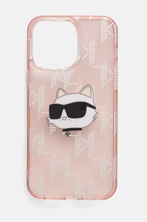 Obal na telefon Karl Lagerfeld iPhone 14 Pro Max 6.7 růžová barva, KLHCP14XHKLPCHP