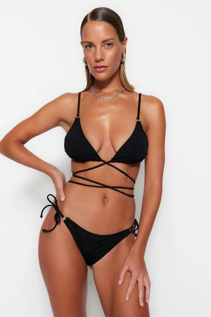 Trendyol Black háromszög nyakkendő normál szárú bikini szett