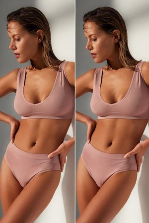 Trendyol Dusty Rose 2 Pack Seamless Hipster Knitted Panties