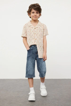 Trendyol Multicolored Boy Patterned Cotton Woven Shirt-Jean Trouser Set Bottom-Top Set