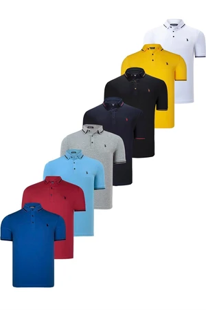 SET OF EIGHT T8586 DEWBERRY MEN'S T-SHIRT-BLACK-WHITE-NAVY-BURGUNDY-GREY-LIGHT BLUE-YELLOW-SAKS