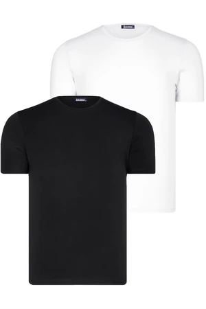 DUAL SET T8569 DEWBERRY BIKE COLLAR MENS T-SHIRT-DARK BLACK-WHITE