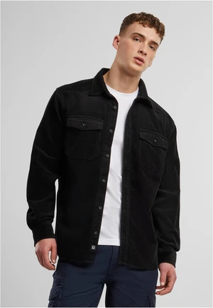 Corduroy classic long-sleeved shirt black