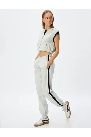 Koton Oversize Jogger Sweatpants with Waist Tie Stripe Detail and Pocket Raised Both