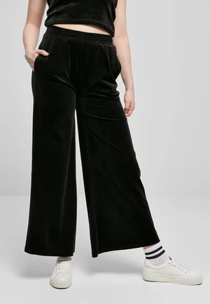 Women's Straight Velvet High-Waisted Sweatpants Black