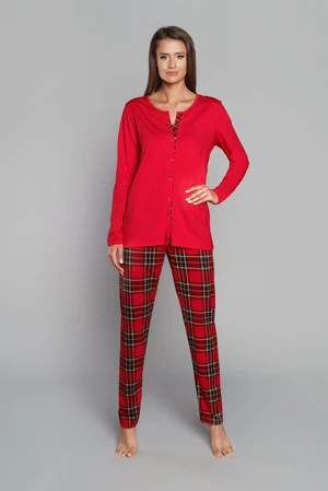 Zorza women's pyjamas - long sleeves, long legs - red/print