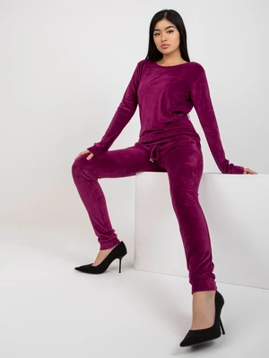 Purple velour set with trousers from Clarisa RUE PARIS