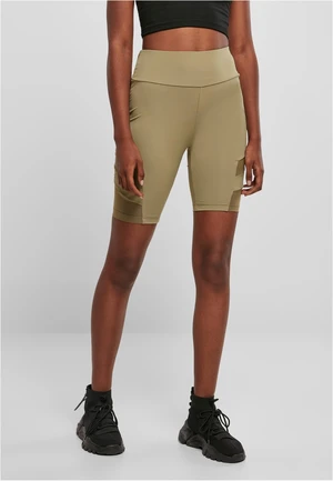 Dámské khaki šortky High Waist Tech Mesh Cycle