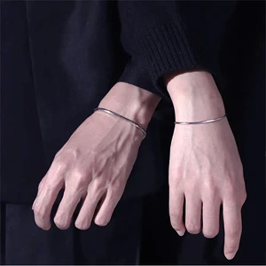 New Korean Fashion Jewelry Simple Silver Chain Couple Bracelet Valentine's Day Gift for Women and Men Daily Accessories