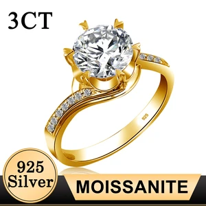 High quality Engagement Rings For Women 3 Carat Moissanite 925 Sterling Silver Ring Fine Jewelry