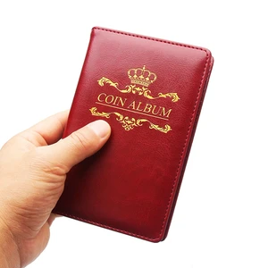 1PCS PU Leather Album For Coins 10 Sheets Stamp Album 120 Pockets Coin Collection Book Commemorative Coin Badges Tokens Album