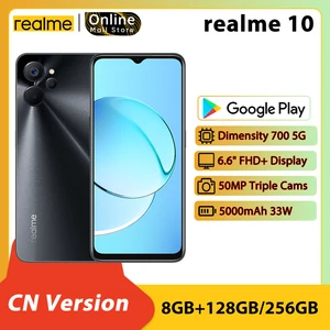 realme 10 5G Smartphone Dimensity 700 5G Processor 50MP AI Triple Camera 5000mAh 33W Battery 6.6'' Display Mobile Phone