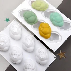 6 Cavity 3D Bubble Cloud Silicone Mold DIY Fondant Cake Decor Chocolate Baking Tool French Scently Soap Candle Making Resin Mold