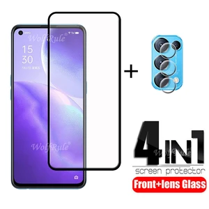 4-in-1 For OPPO Reno 5 Glass For OPPO Reno 5 Tempered Glass Full Glue HD Screen Protector For OPPO Reno 5 Reno5 Lens Glass 6.43'