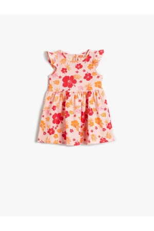 Koton Baby Girl Floral Dress Sleeveless Ruffle Detailed Cotton