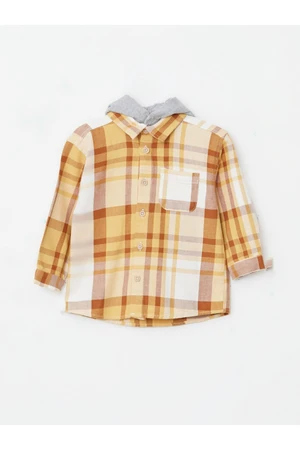 LC Waikiki Hooded Long Sleeve Plaid Patterned Baby Boy Shirt Jacket