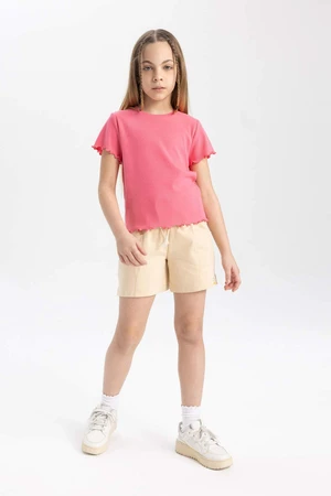 DEFACTO Girls' Pocket Woven Labeled Shorts