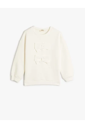 Koton Basic Sweat Crew Neck Long Sleeve Bow Detail Raised