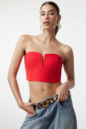 Trendyol Red Crop Lined Woven Bustier