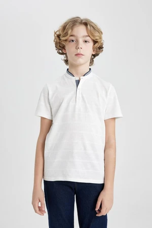 DEFACTO Boys High Neck Pique Short Sleeve Polo T-Shirt