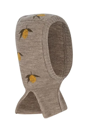 Dětský vlněný nákrčník Konges Sløjd BELOU LEMON KNIT BALACLAVA šedá barva, KS101426