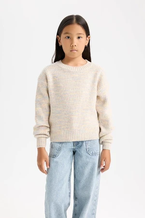 DEFACTO Girl Oversize Wide Pattern Crew Neck Knitwear Sweater