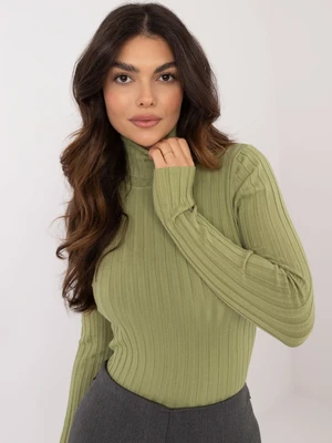 Light green turtleneck with a wide stripe