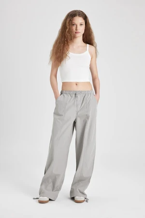 DEFACTO Wide Leg Double Pocket High Waist Standard Size Poplin Trousers