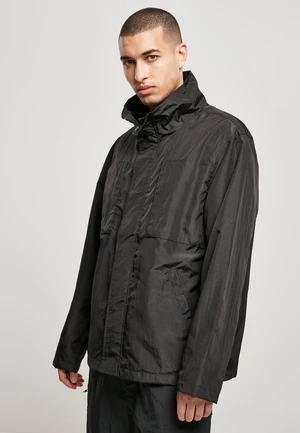 Nylon crepe jacket with double pocket black