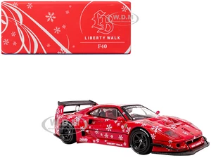 LBWK (Liberty Walk) F40 Red with Graphics "Christmas 2023 Special Edition" 1/64 Diecast Model Car by Inno Models