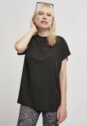Women's oversized viscose T-shirt with black sleeve
