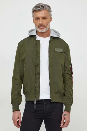 Bunda Alpha Industries MA-1 TT Hood pánska, zelená farba, prechodná