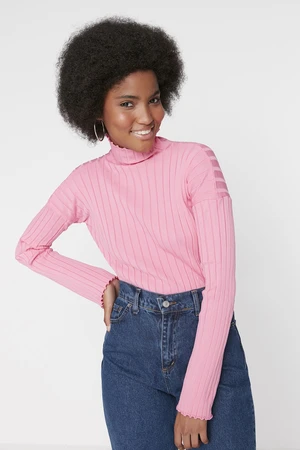 Trendyol Pink Padded Stand Up Knitwear Sweater