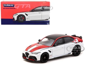 Alfa Romeo Giulia GTA White and Red with Black Top "Global64" Series 1/64 Diecast Model by Tarmac Works