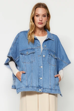 Trendyol Blue Oversize Denim Poncho