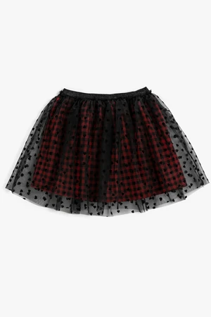 Koton Girl's Red Plaid Skirt