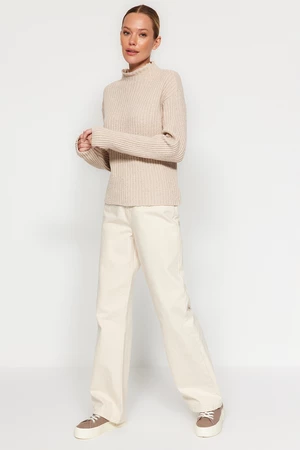 Trendyol Beige More Sustainable Standing Collar Knitwear Sweater